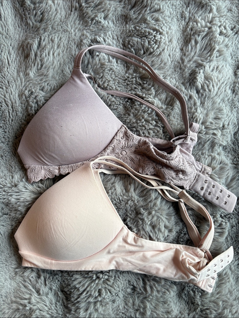 aerie Lace-Trim and Smooth Molded Bra Duo in Mauve and Light Nude